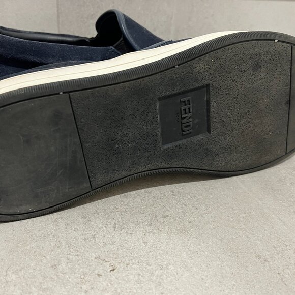 FENDI Monster Slip On Spike Navy Blue Suede Shoes sz US 8 UK 7 - Picture 8 of 8